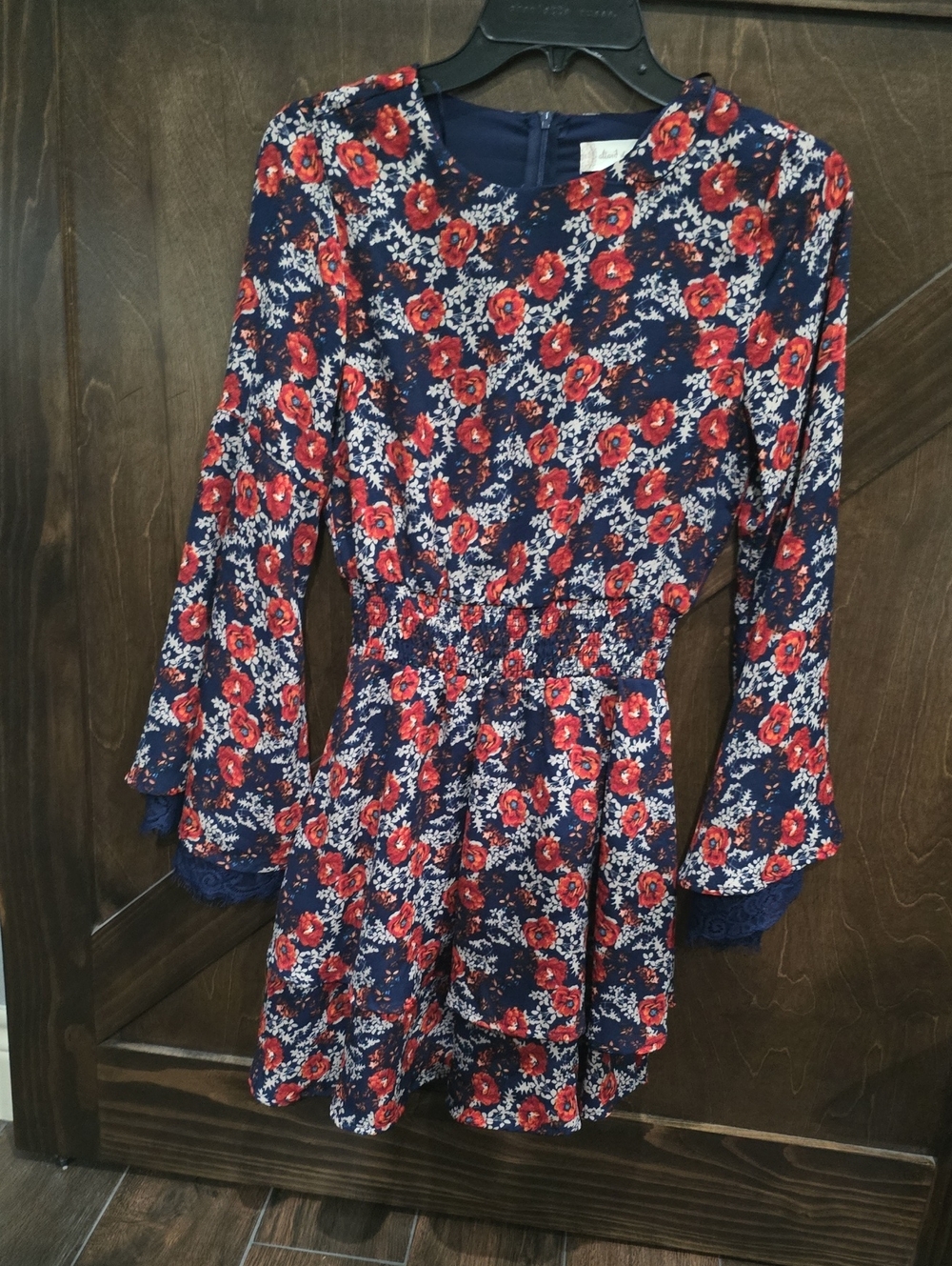 Altar'd State Navy Dress with Red Rose Floral Print